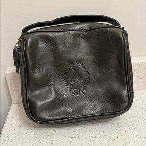 Moore and Giles Donald wash kit green leather toiletry bag